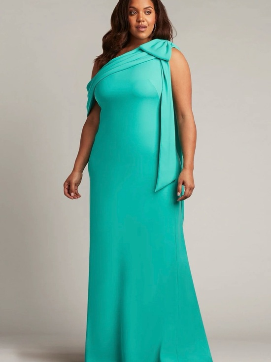 Tadashi Shoji Dresses & Skirts - Tadashi Shoji Teal One-Shoulder Maxi Gown with Draped Knot